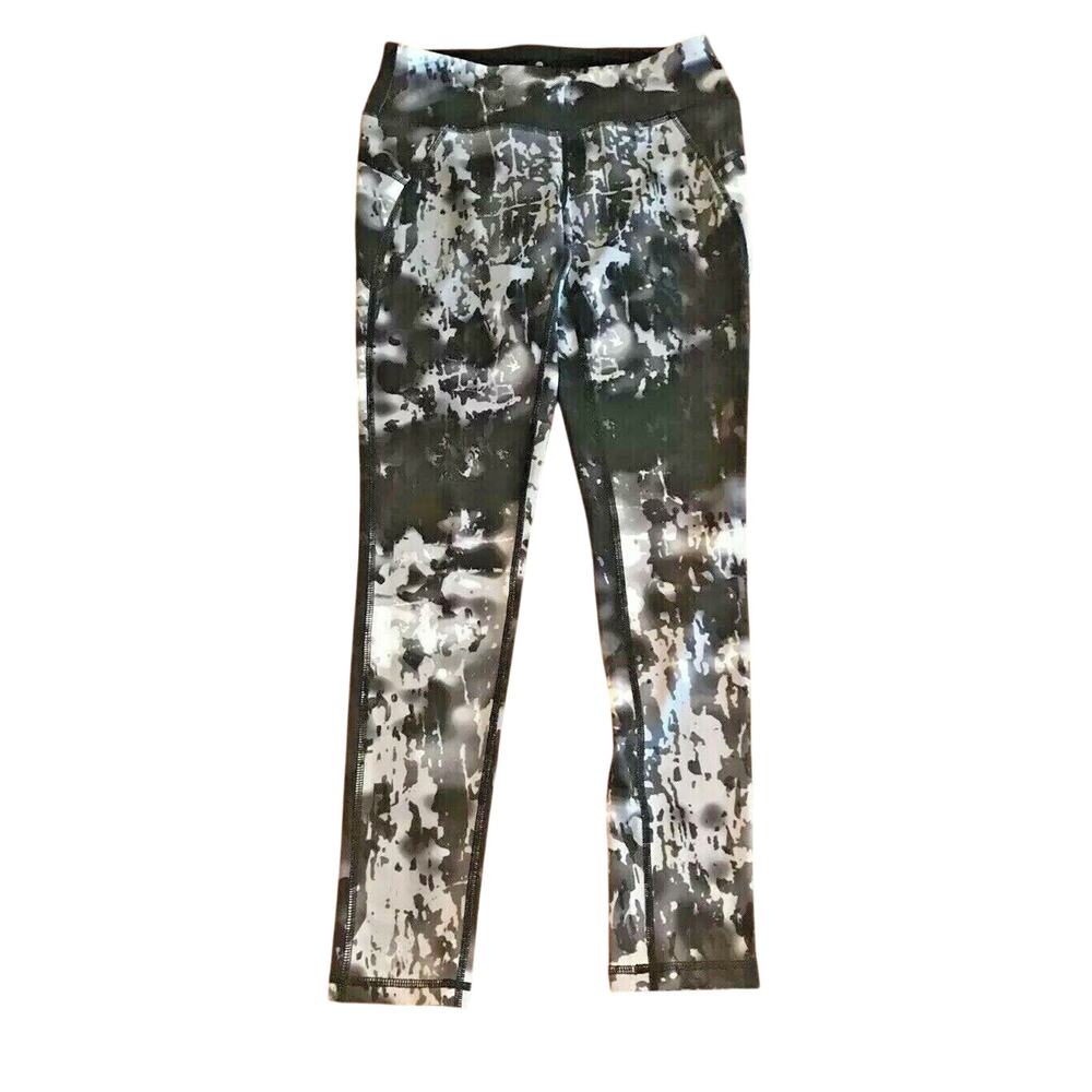 Small apana Womens Athletic Yoga Cropped Stretch Pants Gray Black White